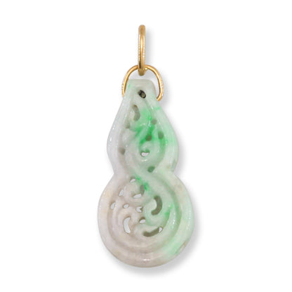 Green Jadeite Jade Carved 14K Yellow Gold Pendant | UPC # 394414