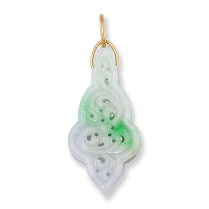 Green Jadeite Jade Carved 14K Yellow Gold Pendant | UPC # 394414