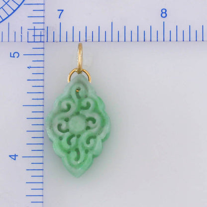 Green Jadeite Jade Carved 14K Yellow Gold Pendant | UPC #394407