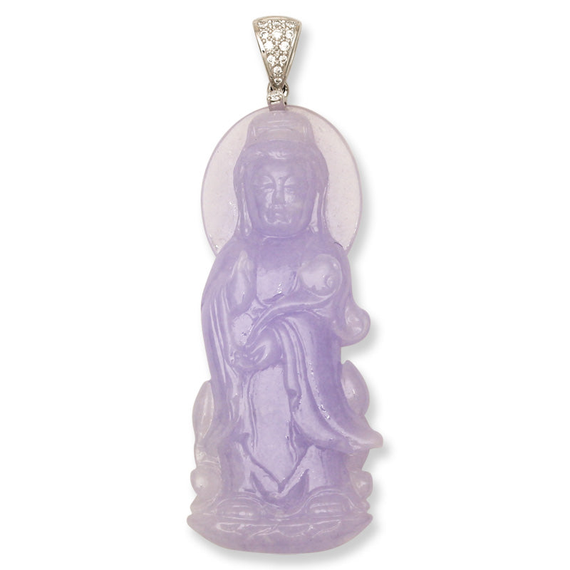 Lavender Jadeite Jade 18K White Gold Estate Pendant UPC #396685
