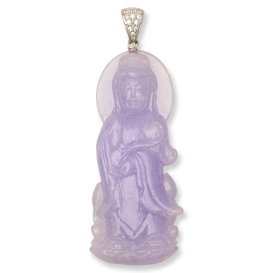 Lavender Jadeite Jade 18K White Gold Estate Pendant UPC #396685