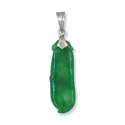 Vintage Green Jadeite Jade Gourd White Gold Pendant | UPC #399754