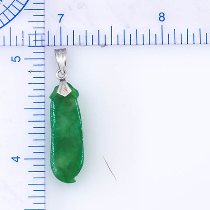 Vintage Green Jadeite Jade Gourd White Gold Pendant | UPC #399754