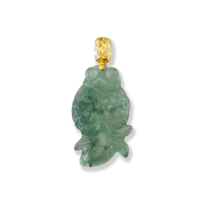 Vintage Small Water Jadeite Jade Carved Fish Pendant | UPC #399785