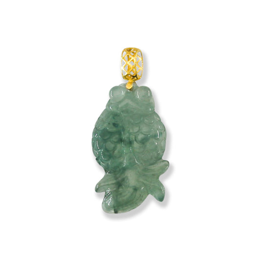 Vintage Small Water Jadeite Jade Carved Fish Pendant | UPC #399785