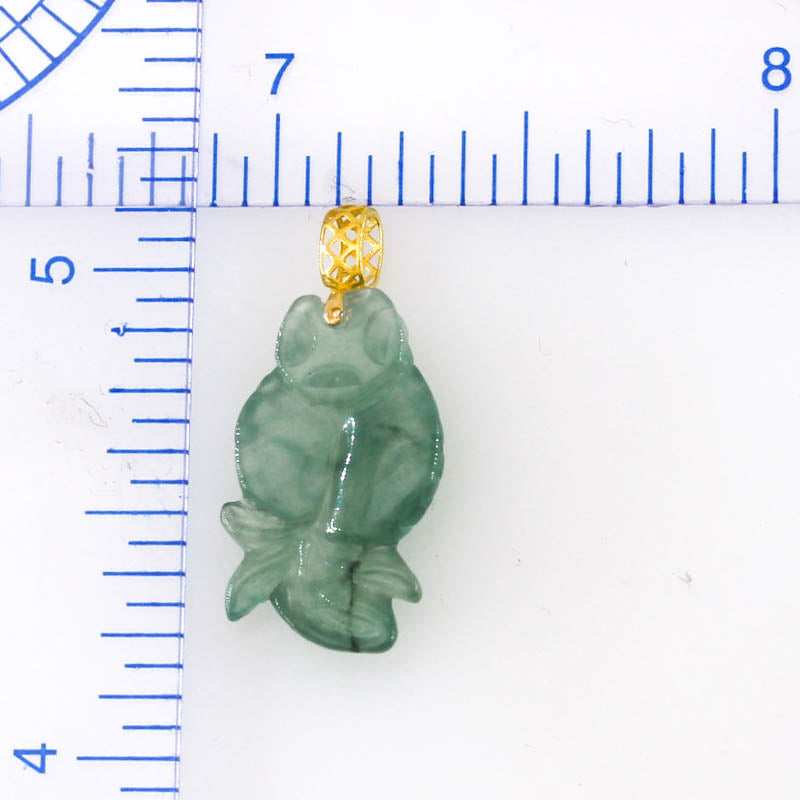 Vintage Small Water Jadeite Jade Carved Fish Pendant | UPC #399785