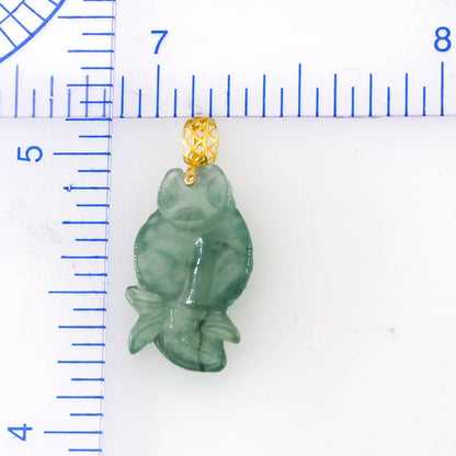 Vintage Small Water Jadeite Jade Carved Fish Pendant | UPC #399785