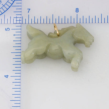 Green Jadeite Jade Horse 14K Yellow Gold Pendant jade jewelry