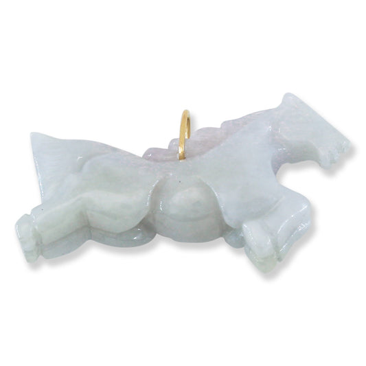 Lavender Jadeite Jade Horse 14K Yellow Gold Pendant | UPC #403826