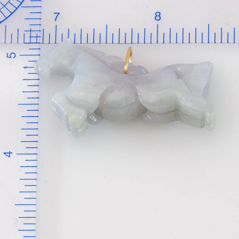Lavender Jadeite Jade Horse 14K Yellow Gold Pendant | UPC #403826
