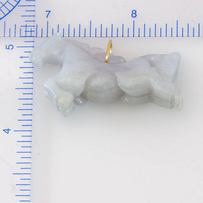 Lavender Jadeite Jade Horse 14K Yellow Gold Pendant | UPC #403826