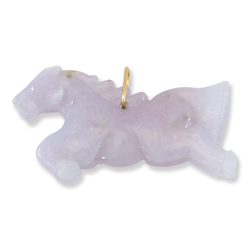 Lavender Jadeite Jade Horse 14K Yellow Gold Pendant | UPC #403819