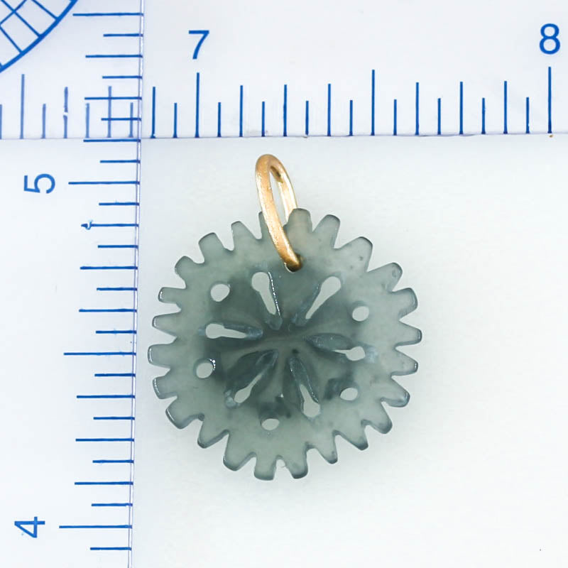 Blue Green Jadeite Jade Snowflake 14K Yellow Gold Pendant | Guatemalan Jade | UPC #403093