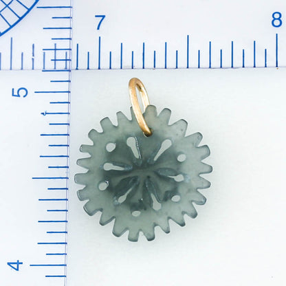 Blue Green Jadeite Jade Snowflake 14K Yellow Gold Pendant | Guatemalan Jade | UPC #403093