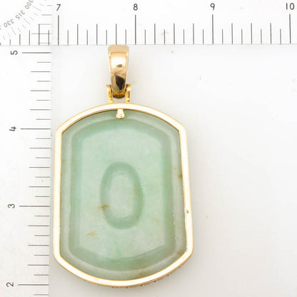Vintage Green Jadeite Jade Warrior with Dragon 14K Yellow Gold Pendant | UPC #404953