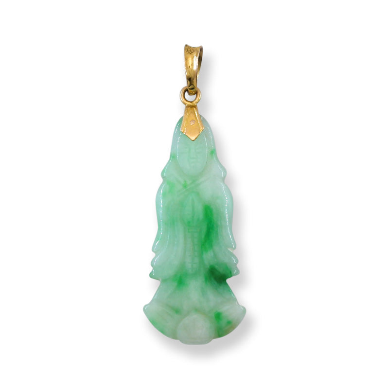 Vintage Green Jadeite Jade 14K Yellow Gold Pendant | UPC #404960