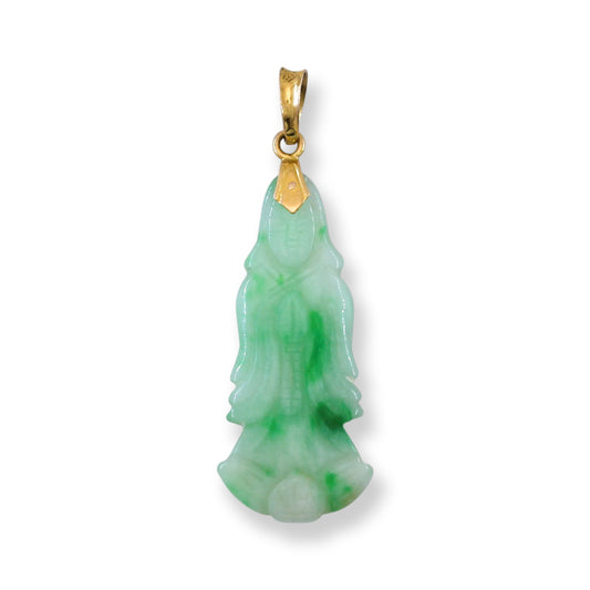 Vintage Green Jadeite Jade 14K Yellow Gold Pendant | UPC #404960