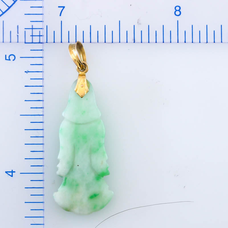 Vintage Green Jadeite Jade 14K Yellow Gold Pendant | UPC #404960