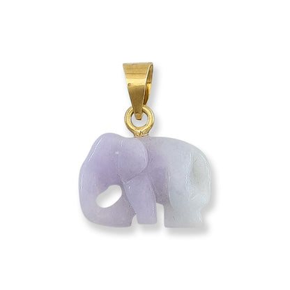 Vintage Lavender Jadeite Jade Elephant 14K Yellow Gold Pendant | UPC #405080