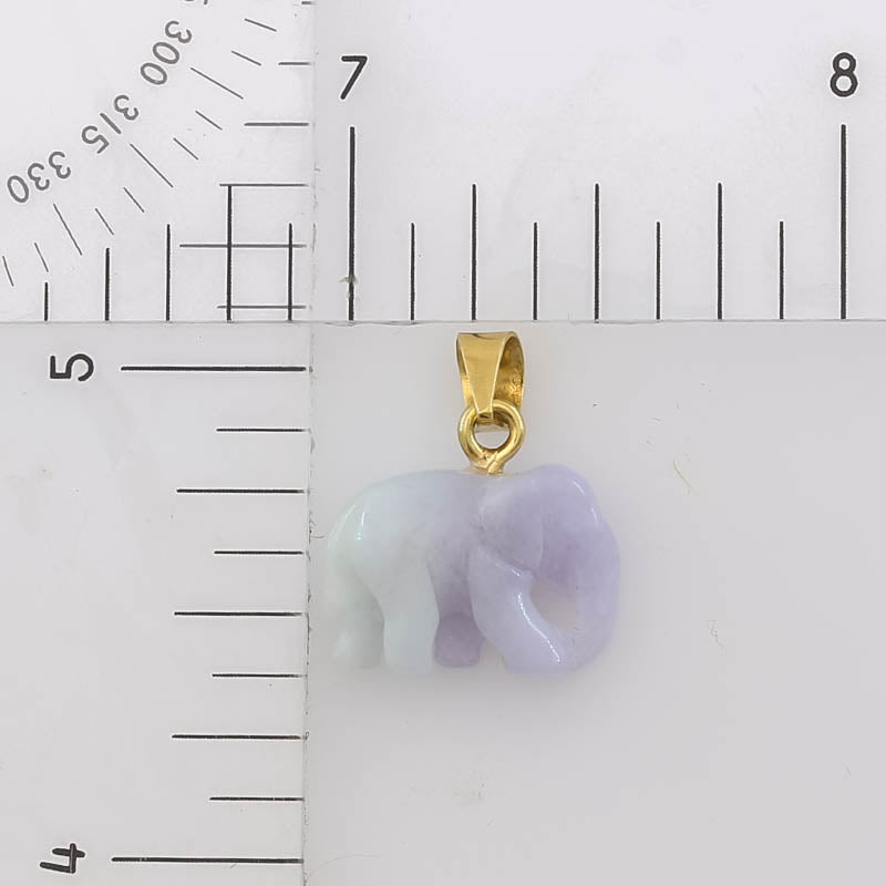 Vintage Lavender Jadeite Jade Elephant 14K Yellow Gold Pendant | UPC #405080