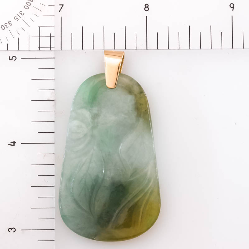 Vintage Green Jadeite Jade 14K Yellow Gold Pendant | UPC #405097