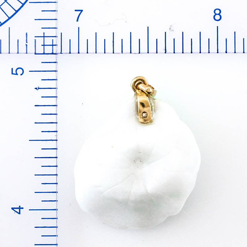 Vintage White & Green Jadeite Jade 14K Yellow Gold Pendant UPC #405103