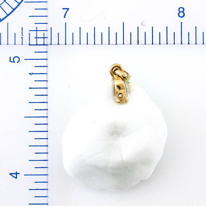 Vintage White & Green Jadeite Jade 14K Yellow Gold Pendant UPC #405103