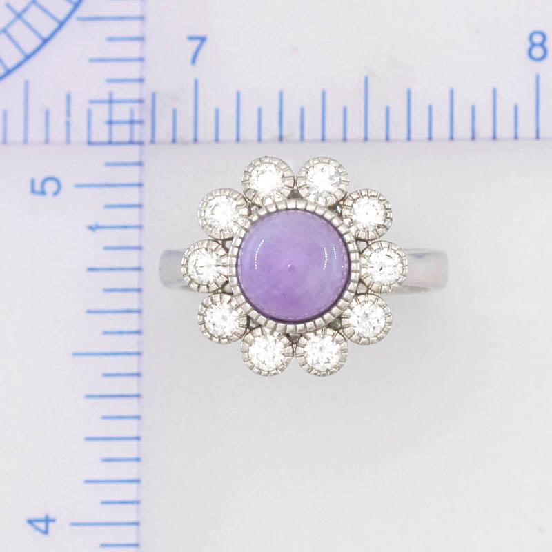 18K White Gold Designer Lavender Jadeite Jade Ring | UPC #398054