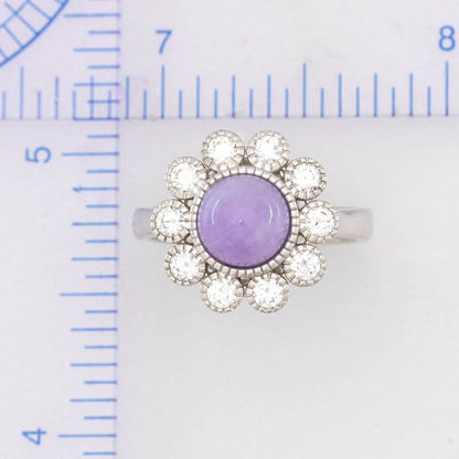 18K White Gold Designer Lavender Jadeite Jade Ring | UPC #398054
