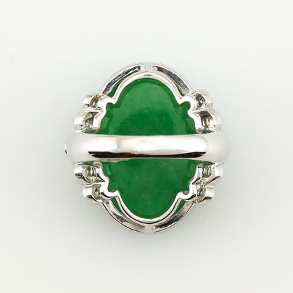 18K White Gold Green Jadeite Jade Ring | UPC #336612