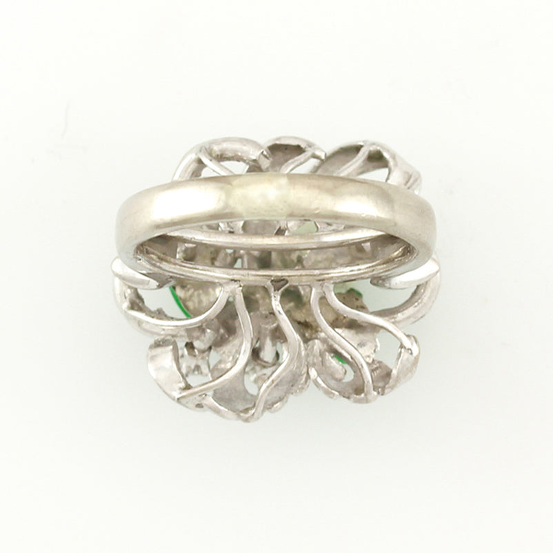 14K White Gold Green Jadeite Jade and Diamond Estate Ring | UPC #388604