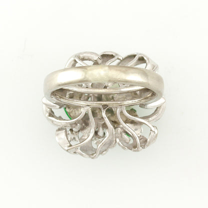 14K White Gold Green Jadeite Jade and Diamond Estate Ring | UPC #388604