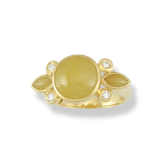 18K Yellow Gold Yellow Jadeite Jade Ring | UPC #341937