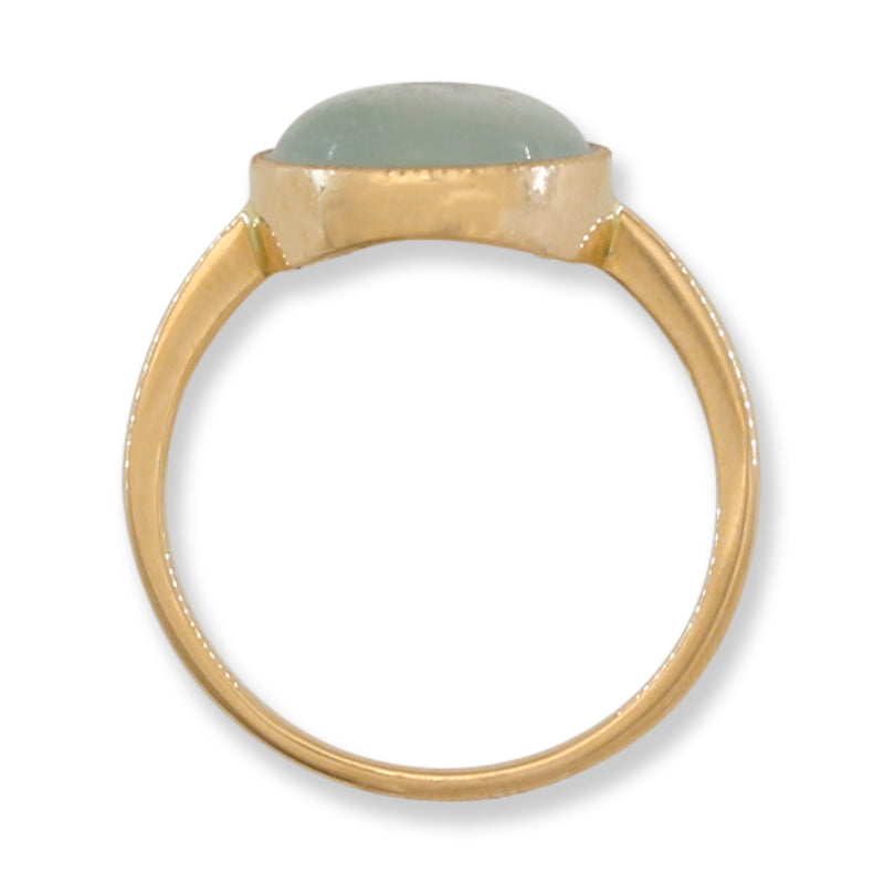 Ice Jadeite Jade 14K Yellow Gold Solitaire Ring | UPC #392274