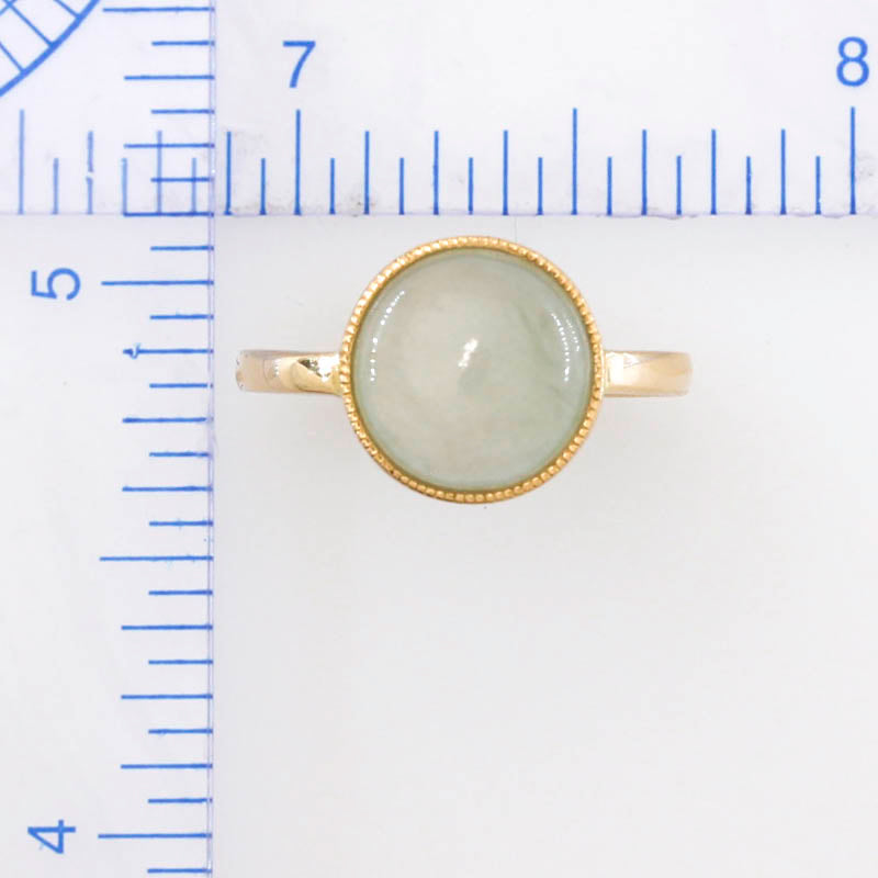 Ice Jadeite Jade 14K Yellow Gold Solitaire Ring | UPC #392274