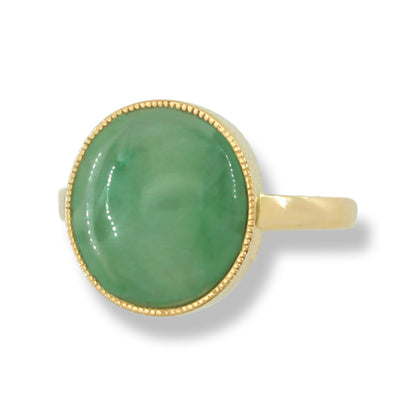 GREEN JADEITE JADE 14K YELLOW GOLD RING UPC #392250