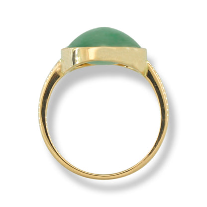GREEN JADEITE JADE 14K YELLOW GOLD RING UPC #392250