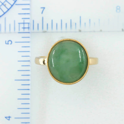 GREEN JADEITE JADE 14K YELLOW GOLD RING UPC #392250