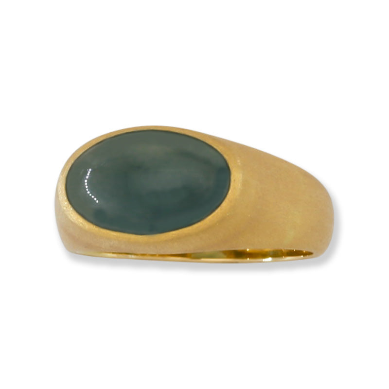 Blue Green Guatemalan Jadeite Jade Ring in 14K Yellow Gold | UPC #403178