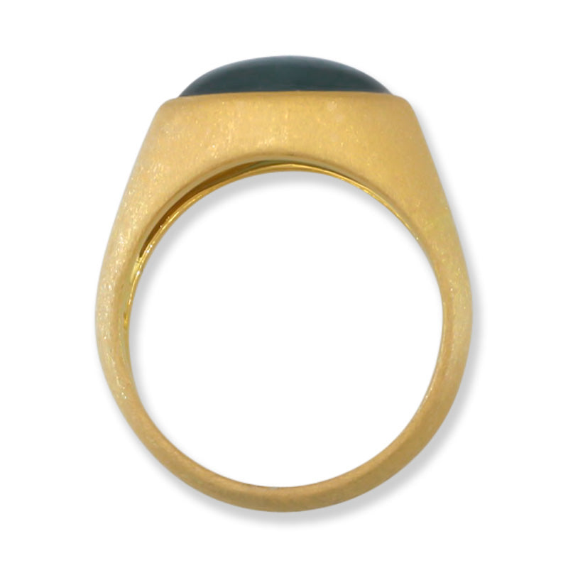 Blue Green Guatemalan Jadeite Jade Ring in 14K Yellow Gold | UPC #403178