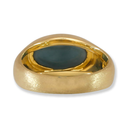 Blue Green Guatemalan Jadeite Jade Ring in 14K Yellow Gold | UPC #403178