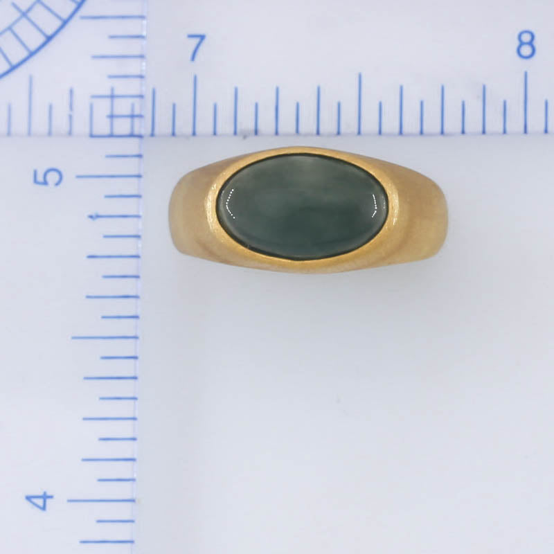 Blue Green Guatemalan Jadeite Jade Ring in 14K Yellow Gold | UPC #403178