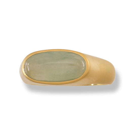WATER JADEITE JADE 18K YELLOW GOLD RING UPC #394001