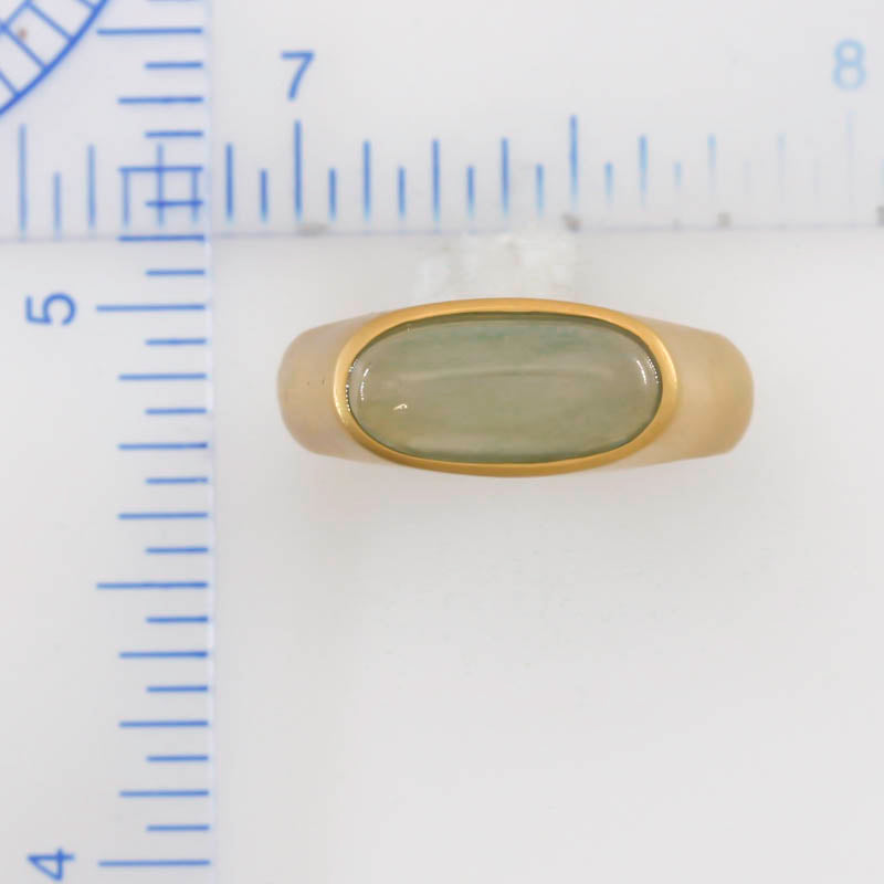 WATER JADEITE JADE 18K YELLOW GOLD RING UPC #394001