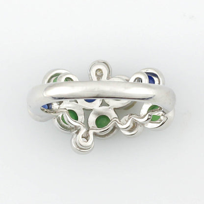 18K WHITE GOLD GREEN JADEITE, DIAMOND & SAPPHIRE 'BUBBLE' JADE RING UPC #354623