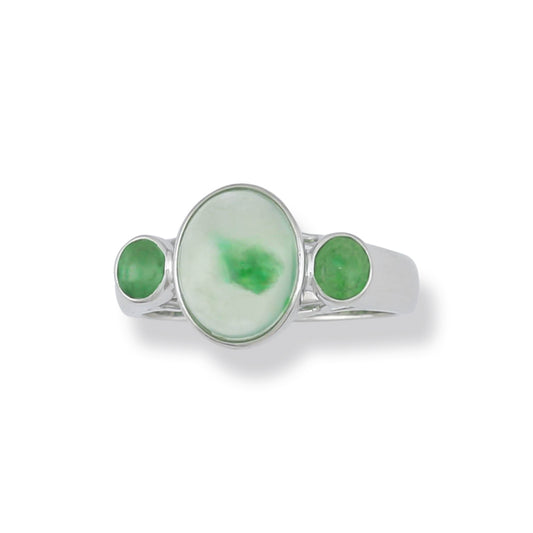 18K White Gold Water Jadeite Jade Ring for Women | UPC #357778