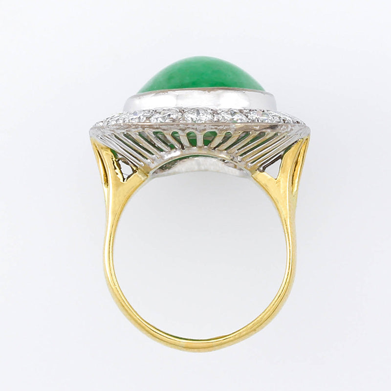 Vintage Jadeite Jade Ring | 18K Two-Tone Estate Jewelry | UPC #360846