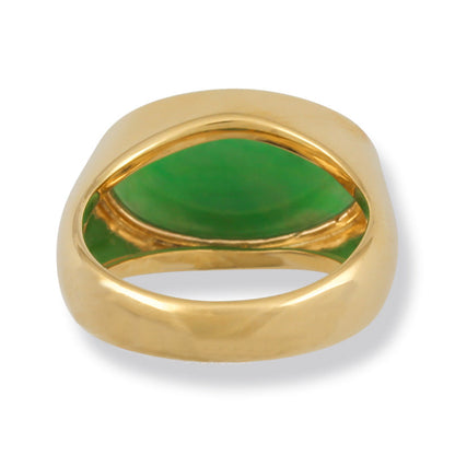 18K Yellow Gold Green Jadeite Jade East-West Ring for Men and Women | UPC #373617