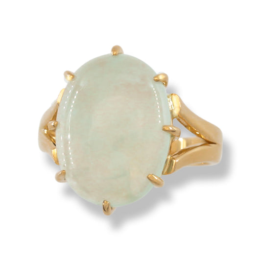 Ice Jadeite Jade 14K Yellow Gold Multi-Prong Ring UPC #394025