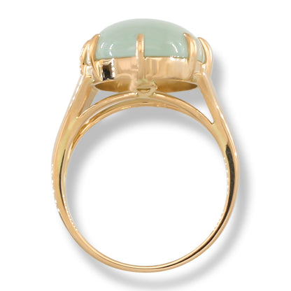 Ice Jadeite Jade 14K Yellow Gold Multi-Prong Ring UPC #394025